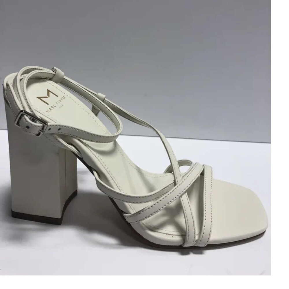 Marc Fisher LTD Women’s Edalyn, Ivory Ankle Strap Sandals, Size 6M